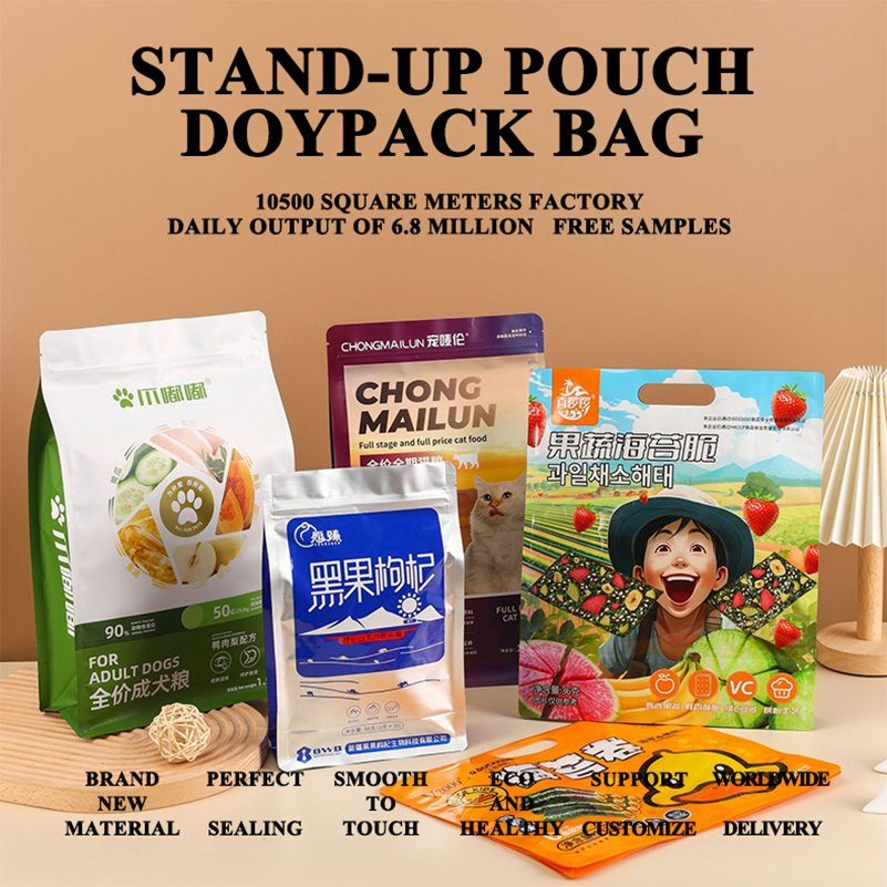 Matte Aluminum Foil Compostable Doypack Stand up Zipper Pouch Plastic Snack Food Packaging Bag Bolsa Snack Coffee Packing