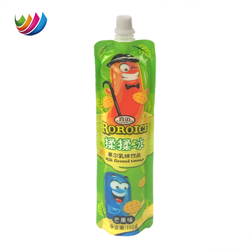 Wholesale Custom Plastic Wine Slushy Juice Liquid Stand up Packaging Doypack Spout Pouch Bag Packaging for Juice