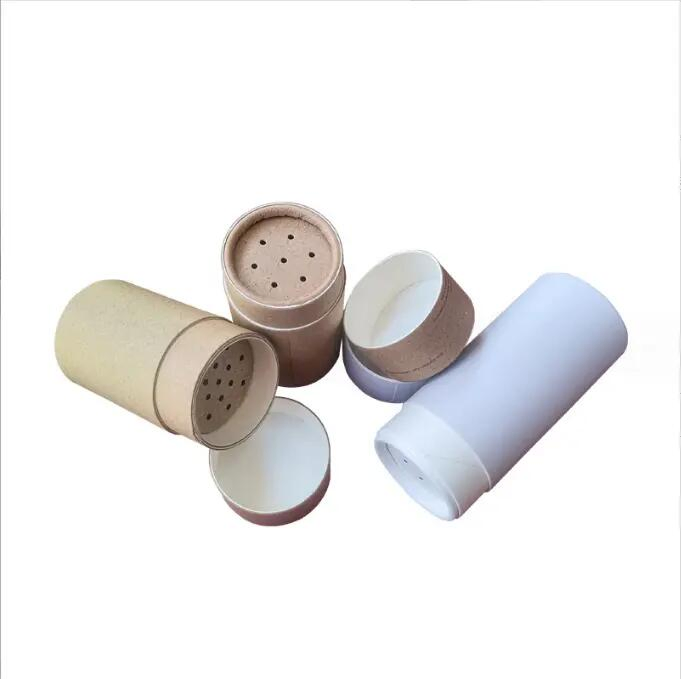 White Round Packaging Box Food Protein Powder Spice Salt Paper Tube with Sifter
