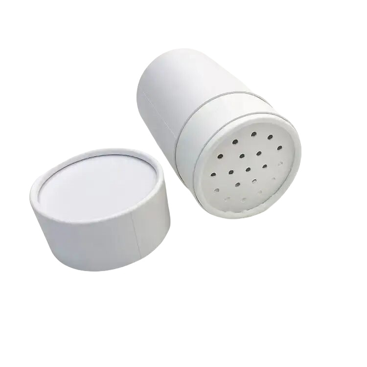 White Round Packaging Box Food Protein Powder Spice Salt Paper Tube with Sifter