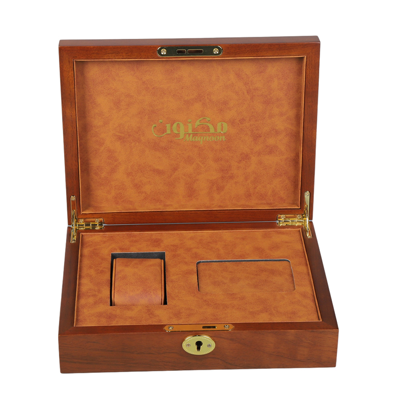 Solid Wood Jewelry Watch Box Handcrafted Anti Tarnish Lining Singel Layer Compartments Lockable Closure Soft Velvet Interior Compact Size Desktop Organizer