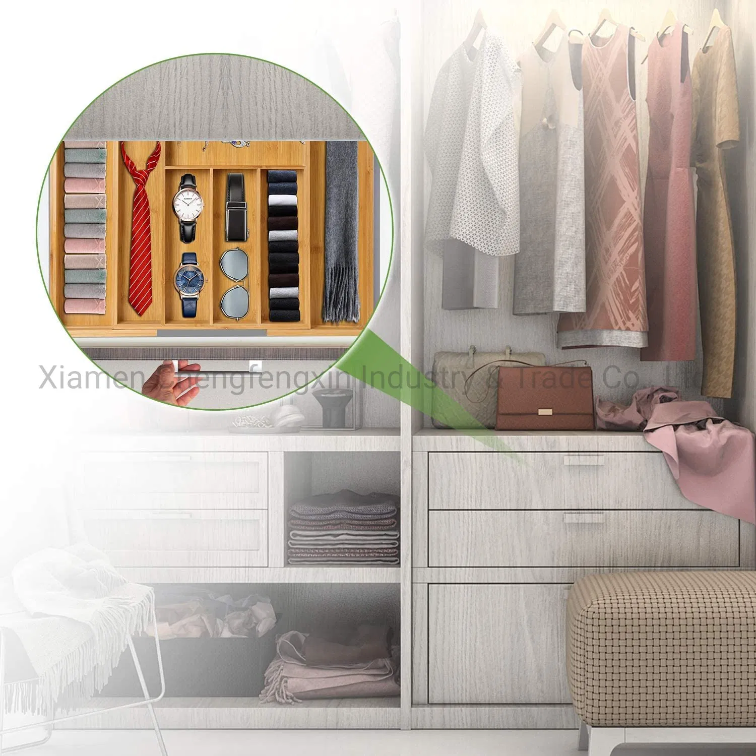 Bamboo Expandable Drawer Organizer for Utensils Holder, Adjustable Cutlery Tray, Wood Drawer Dividers Organizer for Silverware, Flatware, Knives in Kitchen, Bed