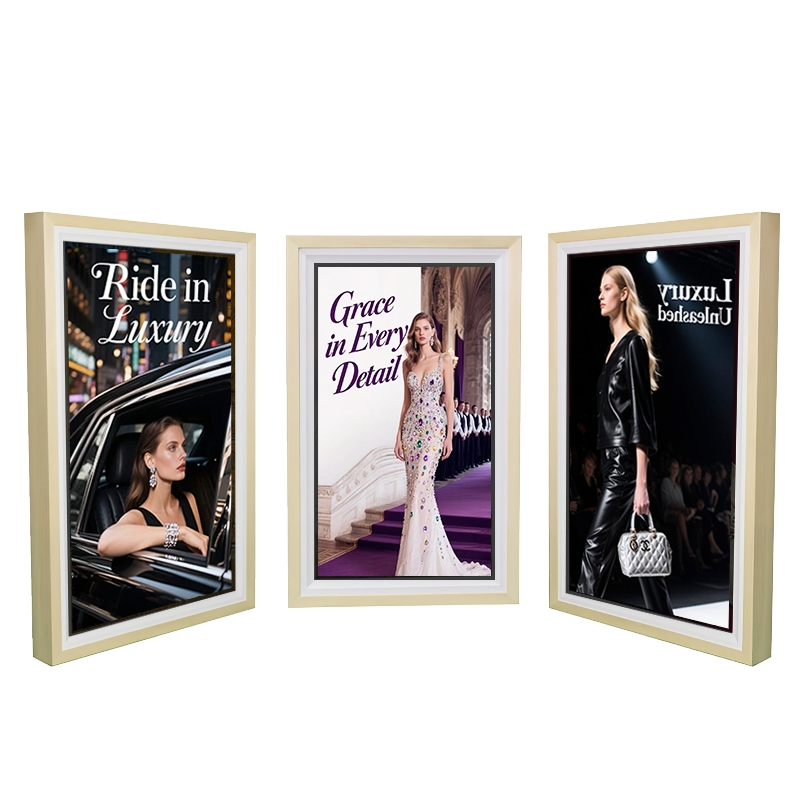 Capacitive Touch Screen Android Windows OS 49-Inch High-Resolution Indoor Stores Wooden Frame Painting LCD Digital Signage Advertising Screen