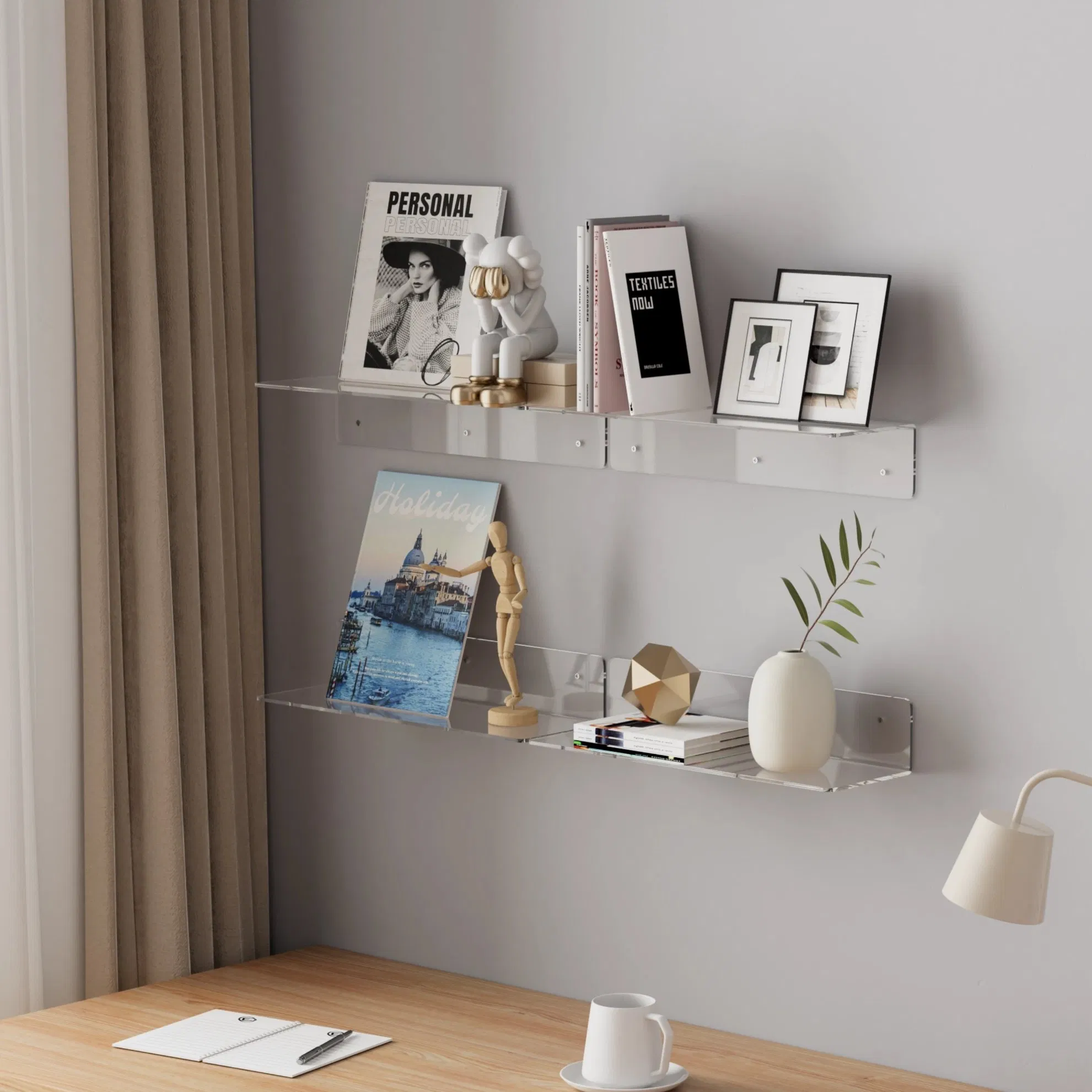 4mm Thick Acrylic Bathroom Wall Shelf Floating Storage Rack