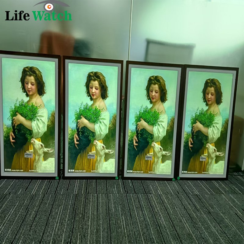 65 Inch Wooden Photo Frame Digital Signage Android System for Art Exhibition