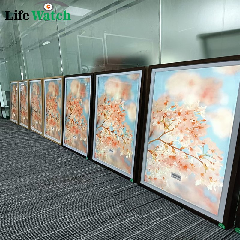 65 Inch Wooden Photo Frame Digital Signage Android System for Art Exhibition