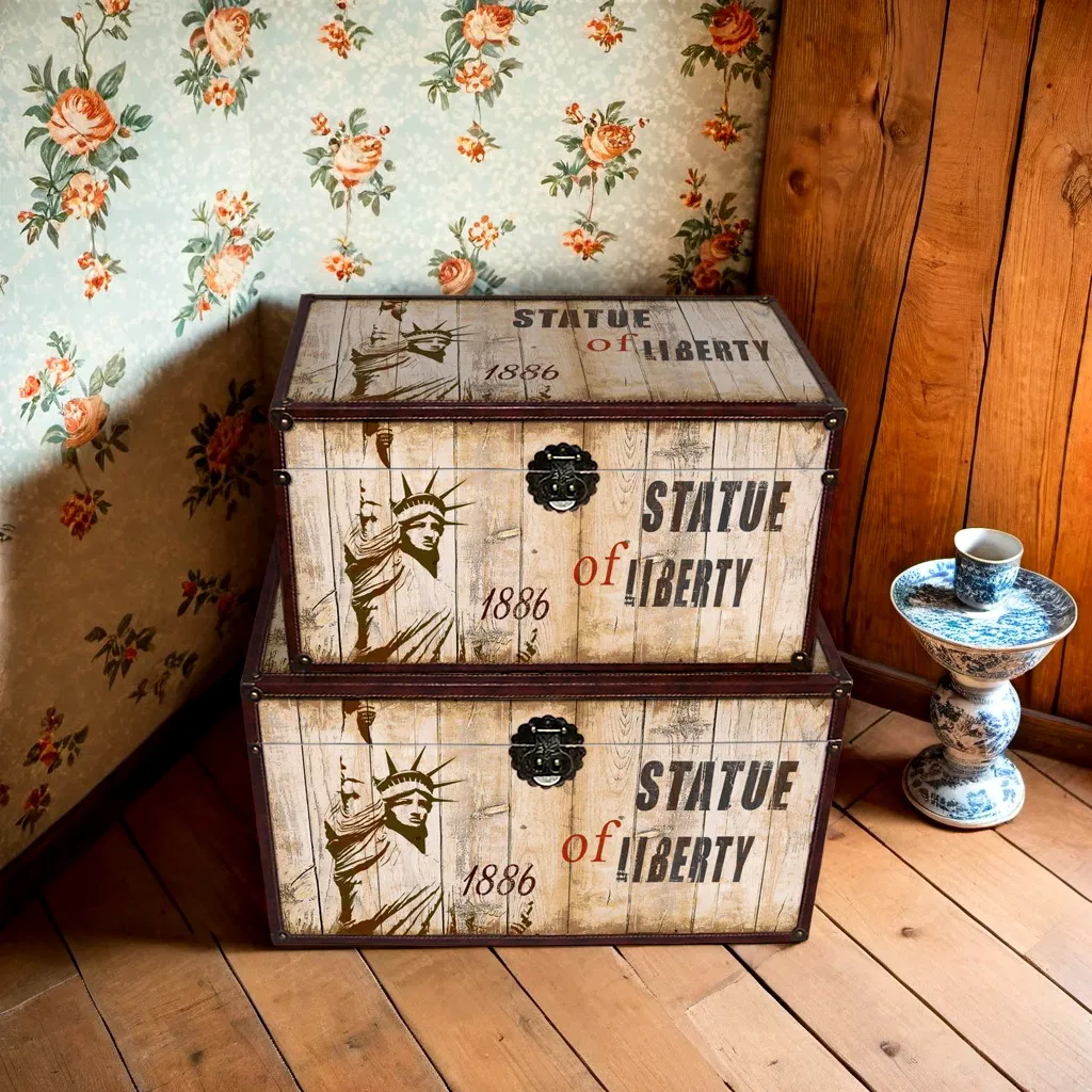 Night Stand Statue Liberty 1886 with 4 Drawer for Bed Room