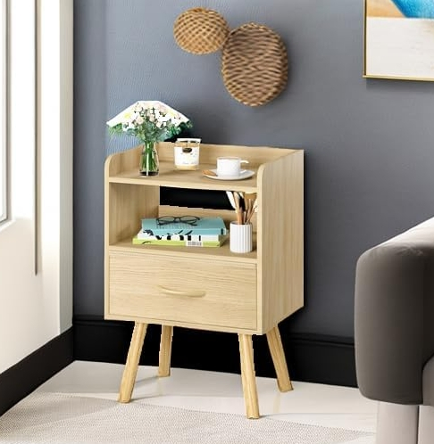 Night Stands for Bedrooms, 2-Tier Night Table-Natural