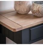 New Arrival Oak with MDF Veneer Console Table, Narrow Navy Blue Painting Entryway Table with Drawers and Plank Shelf for Hallway, Behind The Couch, Corridor