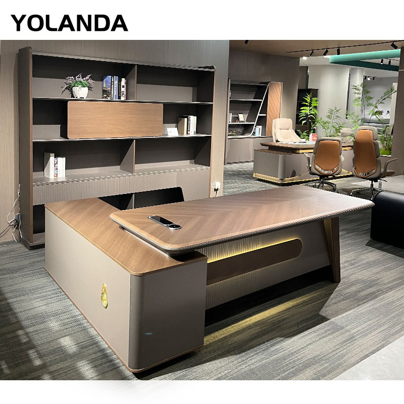 Yolanda Office Commercial Furniture Metal Leg Large Office Director Computer Executive Wooden Table Work Desk