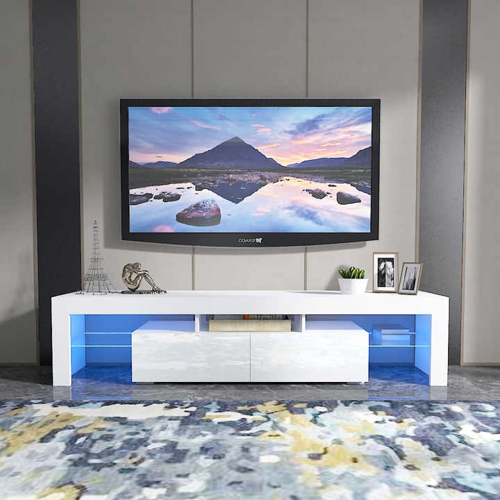 Customizable TV Cabinet Home Living Room TV Stand High-Gloss LED Light Modern Minimalist Under The Door Storage Mesa De TV