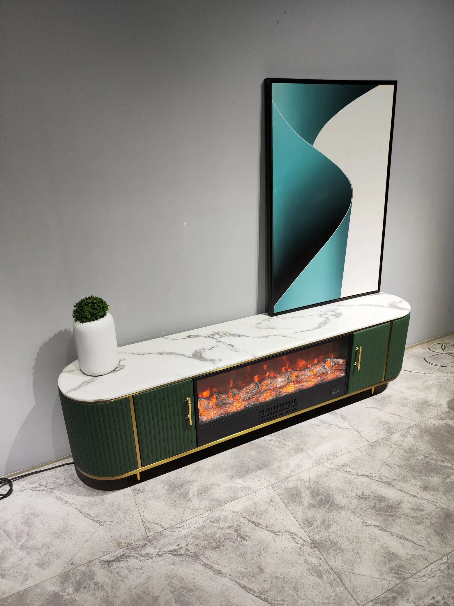 The Newest TV Stand with Shelves Modern Minimalist Design Marble Patterned TV Cabinet