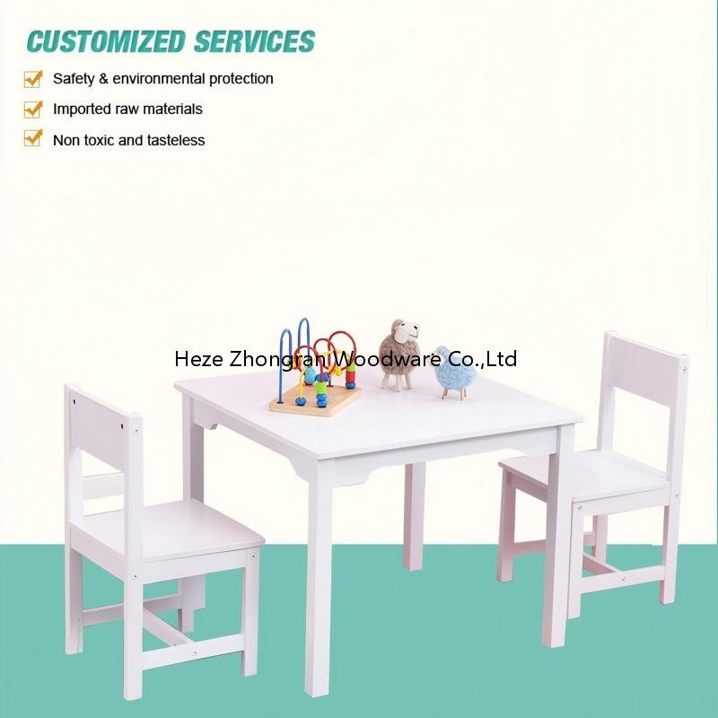 Eco Friendly Kids Wooden Furniture Children Table Chairs Set