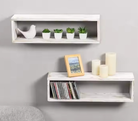 Wm-7 Hot Sale Wall Floating Shelf Rectangle Solid Wood Wall Mounted Shelves Kitchen Organizer