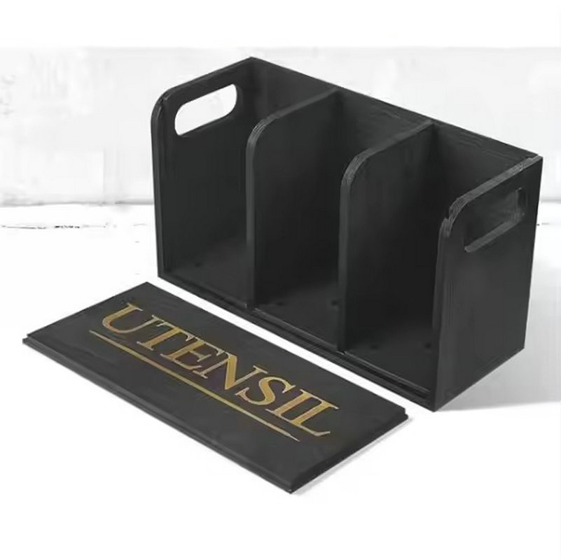 Large Kitchen Utensils Holder with 4 Compartments Wooden Organizer Ez29773