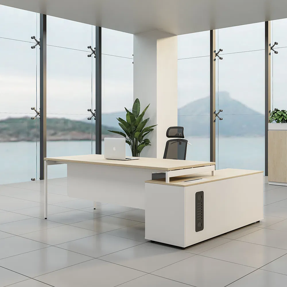 Luxury Modern Executive L Shape Wooden Furniture Computer Office Desk with Drawers