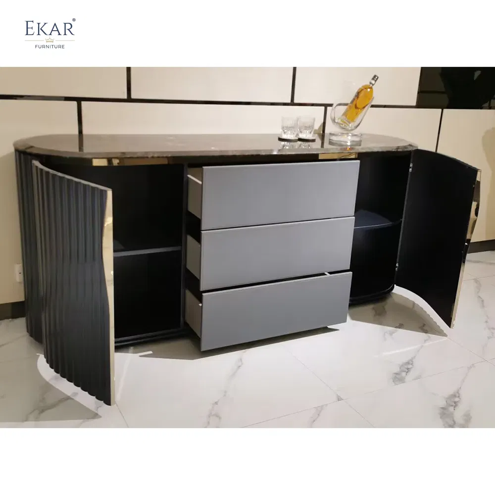 Elegant Blue Jadeite Marble Sideboard - Luxurious Dining Room Furniture