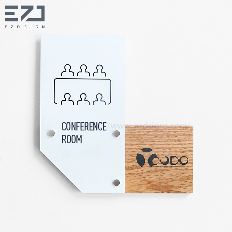 Custom Solid Wood Conference Room Office Door Name Signage for Name Plate