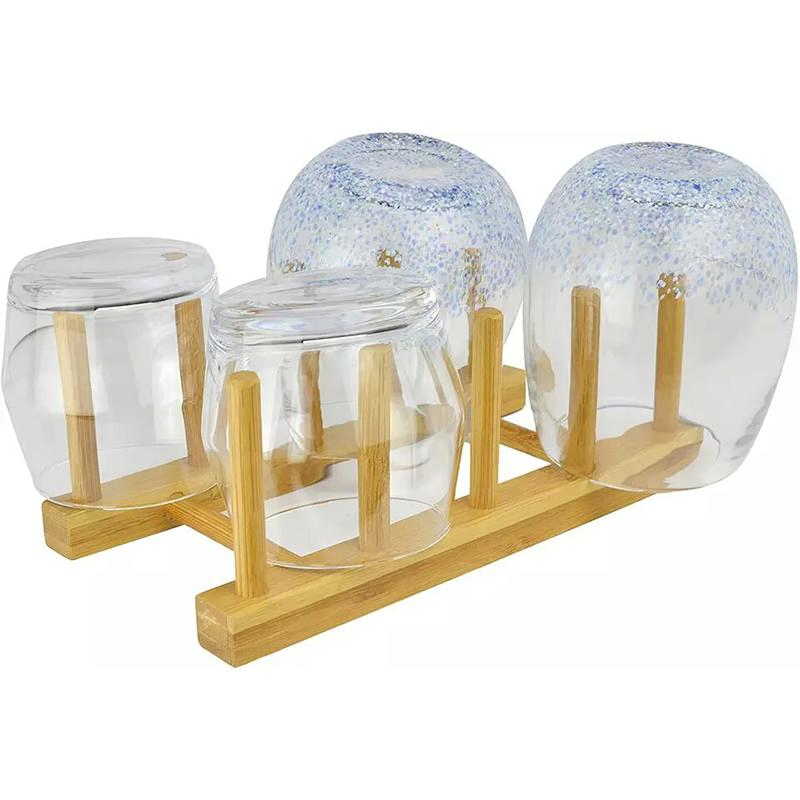 Multifunctional Bamboo Wood Dish Rack Drain/Dry/Storage Plate Rack-Standing Kitchen Rack Cabinet Organizer