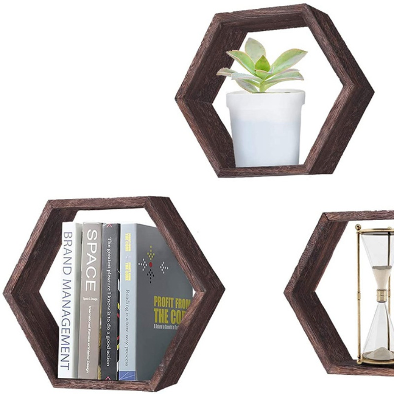 Sleek Modern Design Floating Solid Wood Wooden Wall Book Shelf