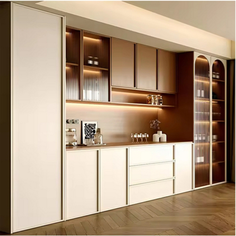 Modern TV Stand with 3 Cabinets &amp; Open Shelves &amp; Steel Leg, Minimalist Wooden Sturdy TV Console