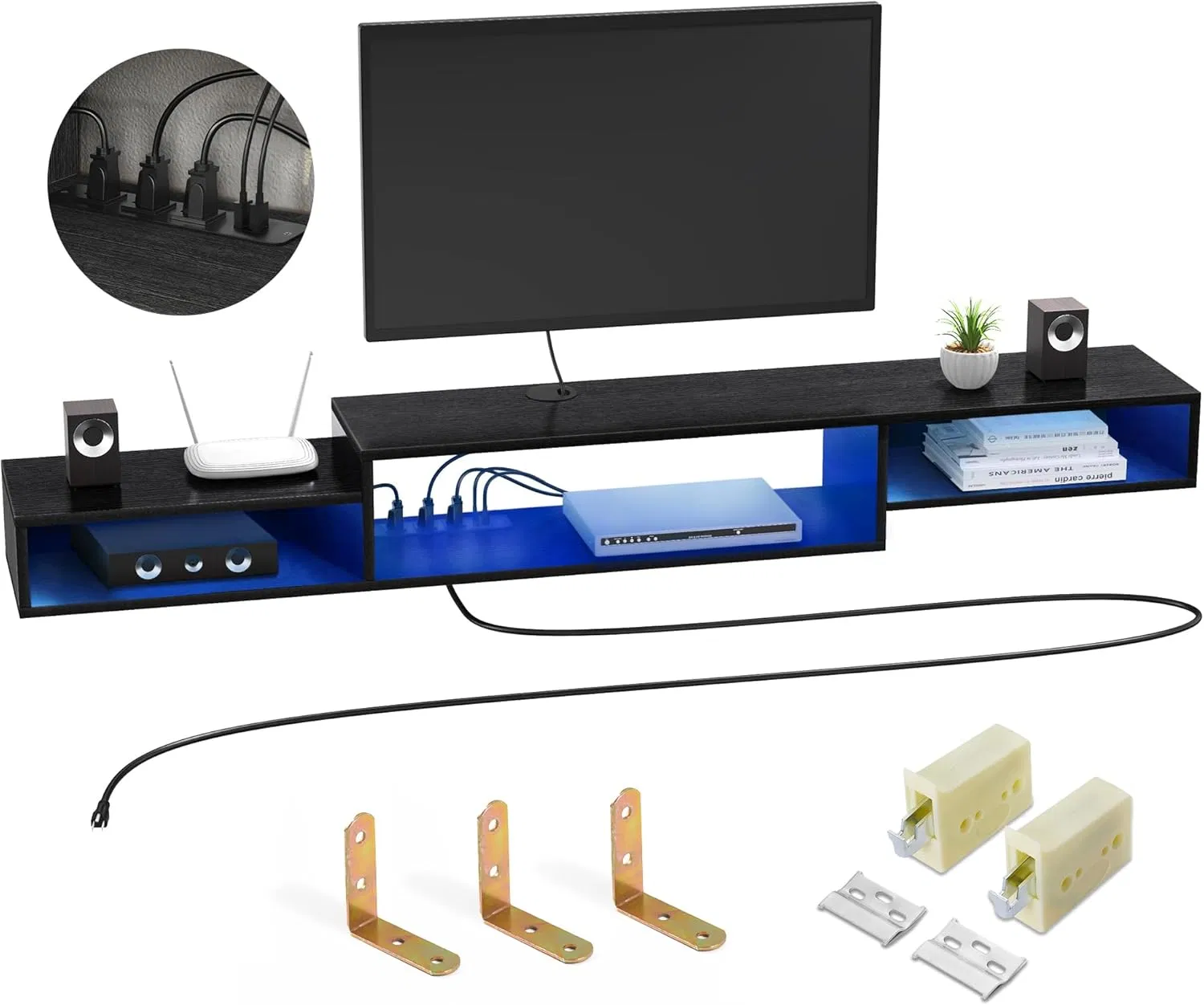 Minimalist Wall Mount TV Stand Organizer for Home Media Equipment
