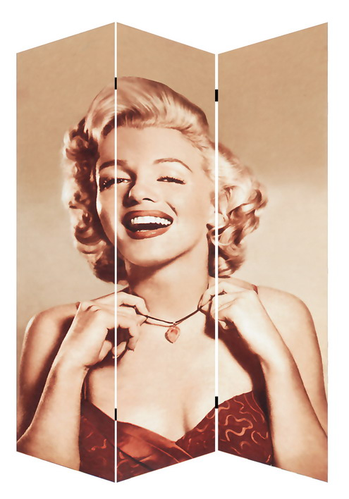 Hot Selling Marilyn Monroe Audrey Hepburn Women Portrait Print 3 Panel Canvas/Wooden Screen &amp; Room Dividers