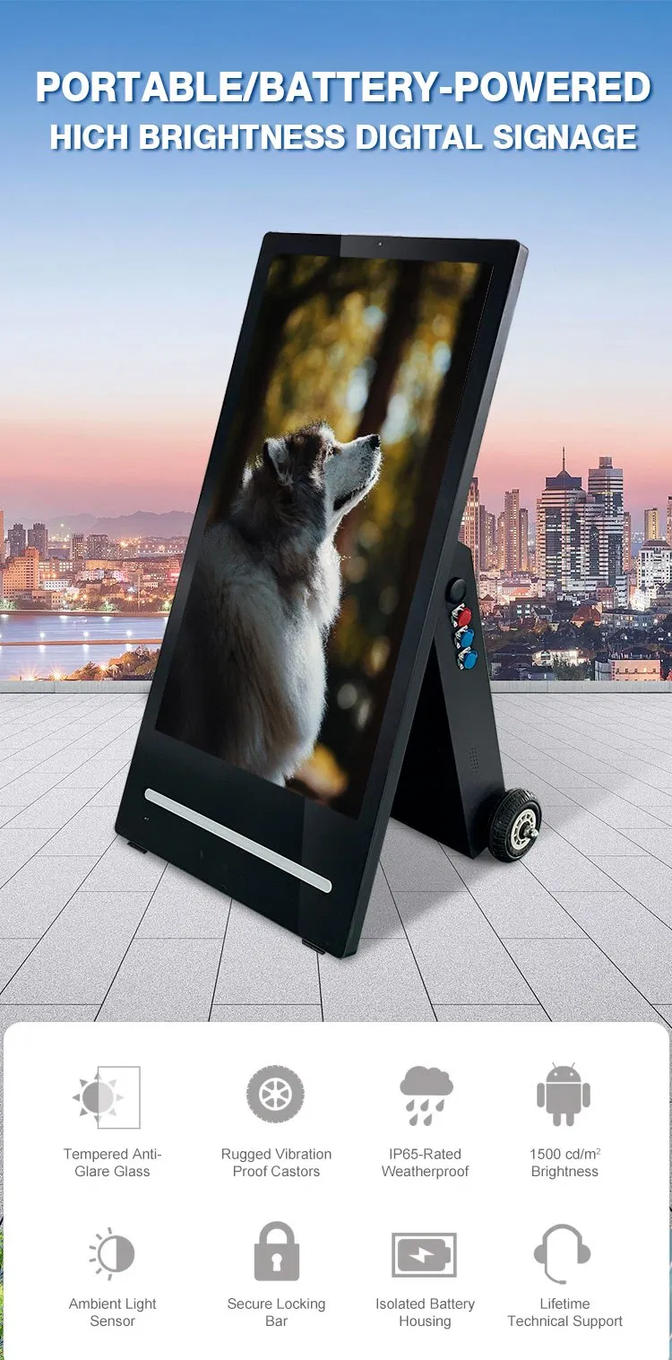 4. Outdoor 43-Inch Digital Signage Screen with Wooden Case Packaging