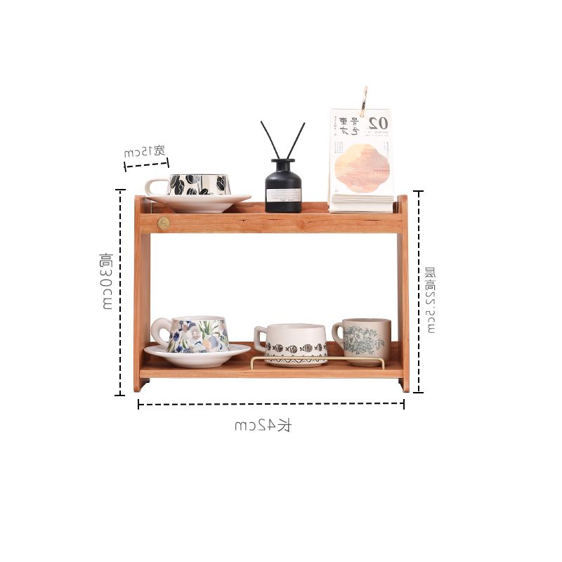 Wooden Kitchen Storage Organizer for Tea Cup Display