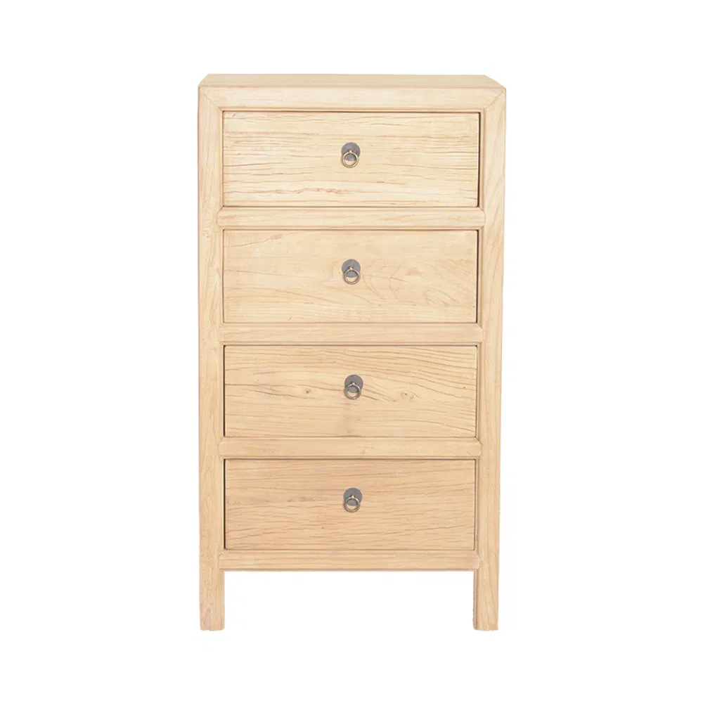 Antique Solid Elm Wood Nightstand 1