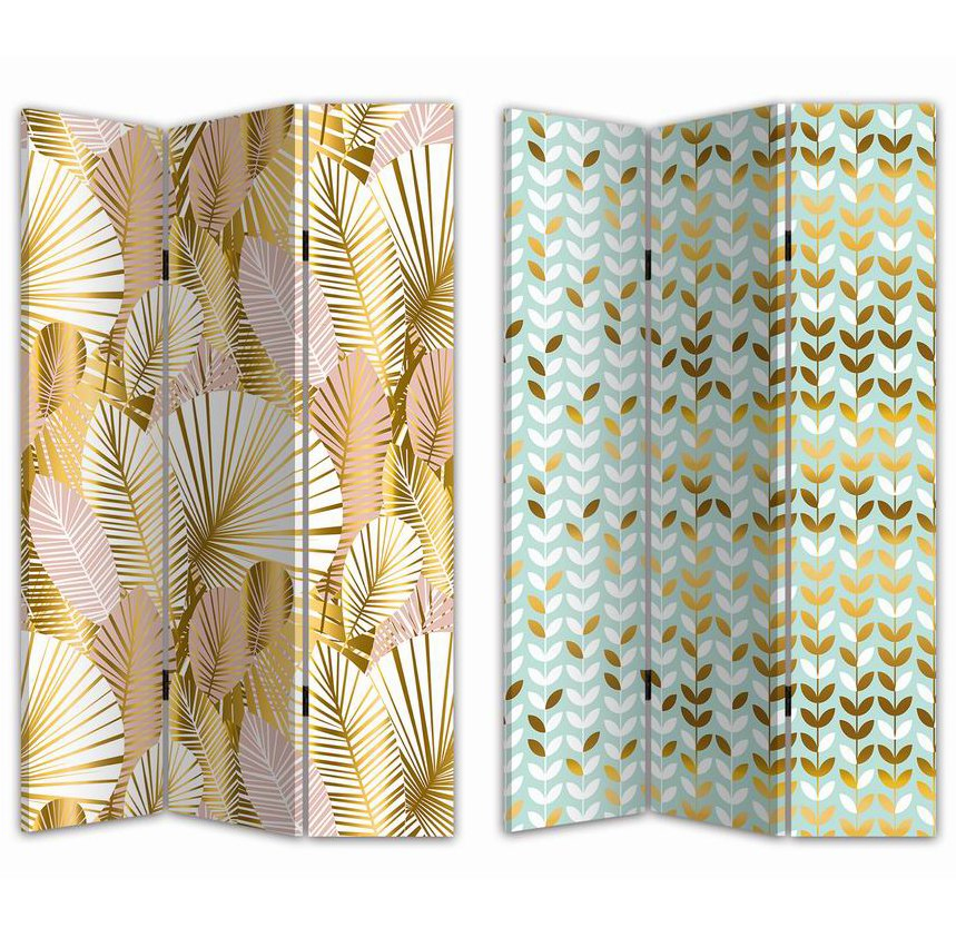 Decorative Tropical Plant 3 Panel Canvas/Wooden Folding Home Room Dividers