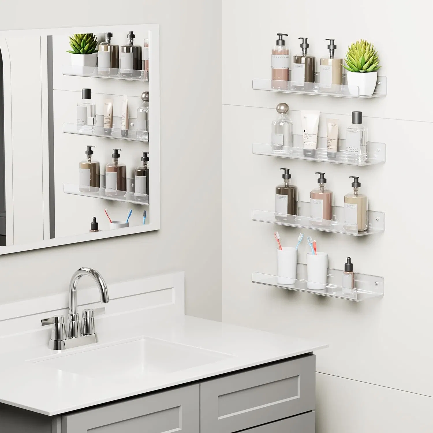 Transparent U-Shaped Wall-Mounted Acrylic Floating Shelf for Home Decor