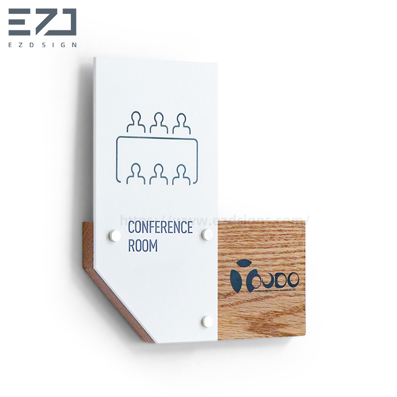 Custom Solid Wood Conference Room Office Door Name Signage for Name Plate