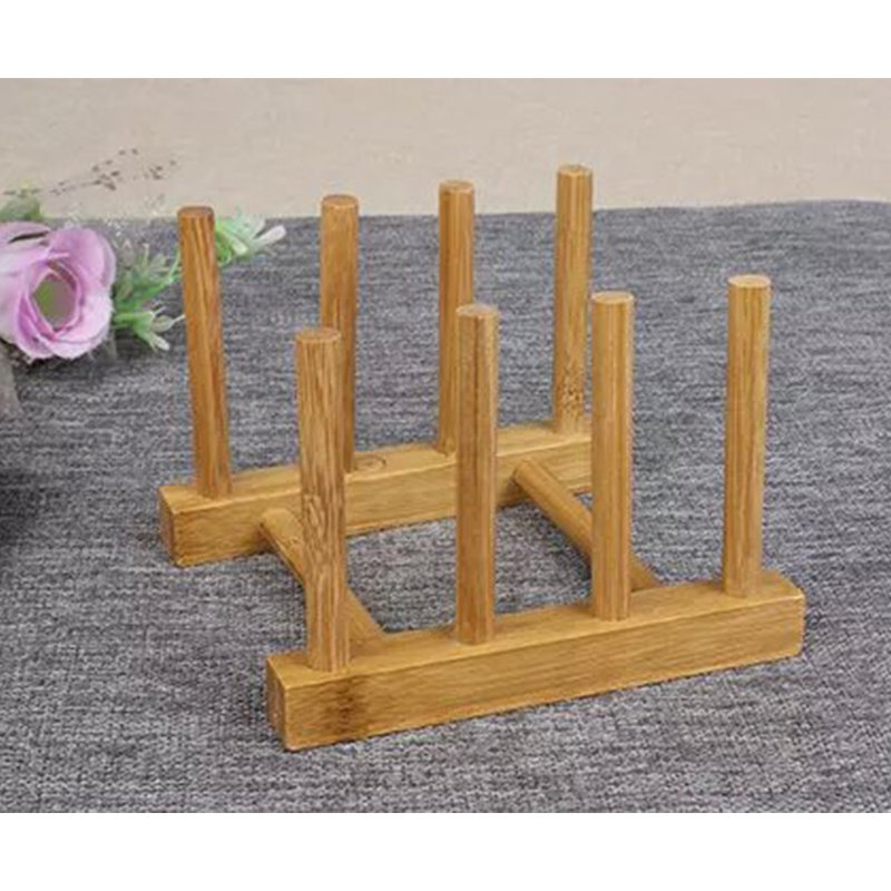 Multifunctional Bamboo Wood Dish Rack Drain/Dry/Storage Plate Rack-Standing Kitchen Rack Cabinet Organizer