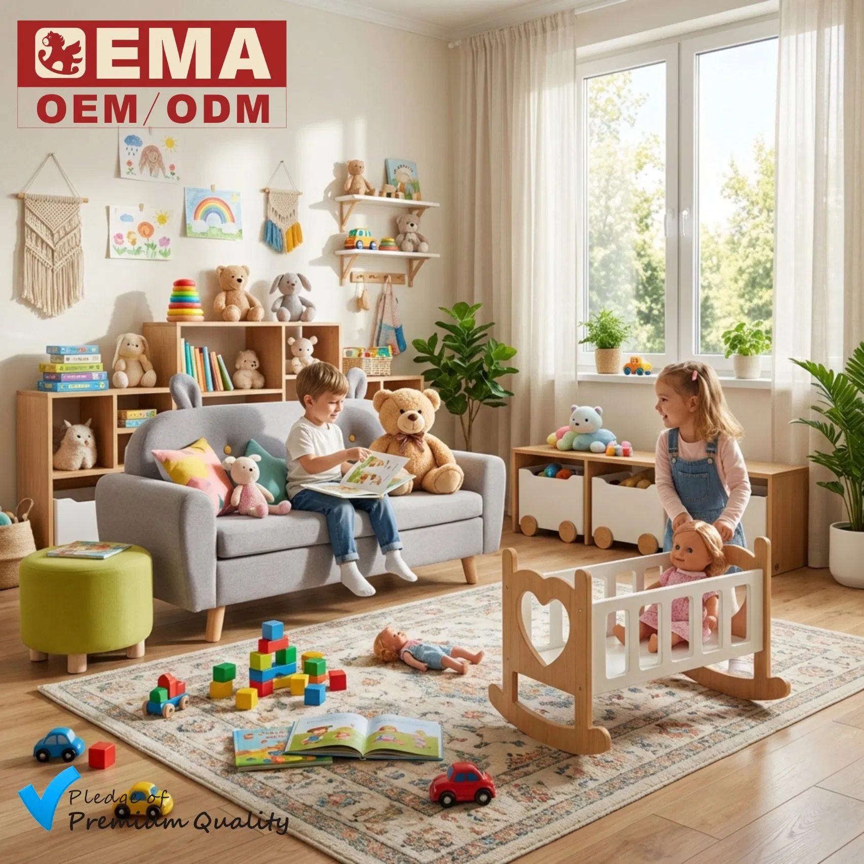 EMA Modern Kids Role Play Furniture for Daycare with Durable Plywood Construction
