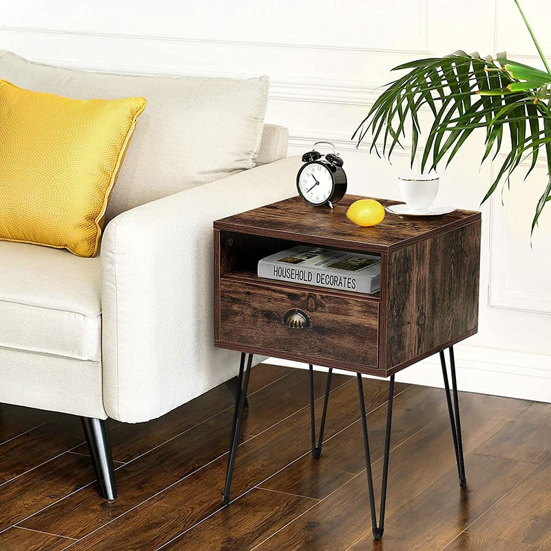 Wood Bedroom Furniture with Drawer Wooden Nightstands Bedside Table