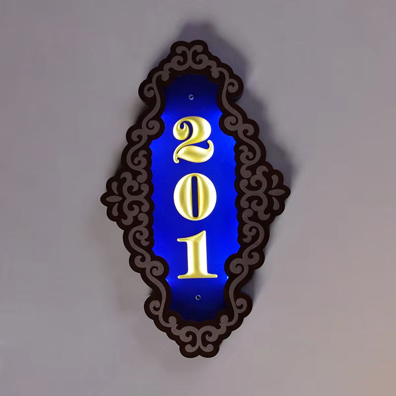 Ezd Manufacturer Red Wood Acrylic Hotel Door Number Signage