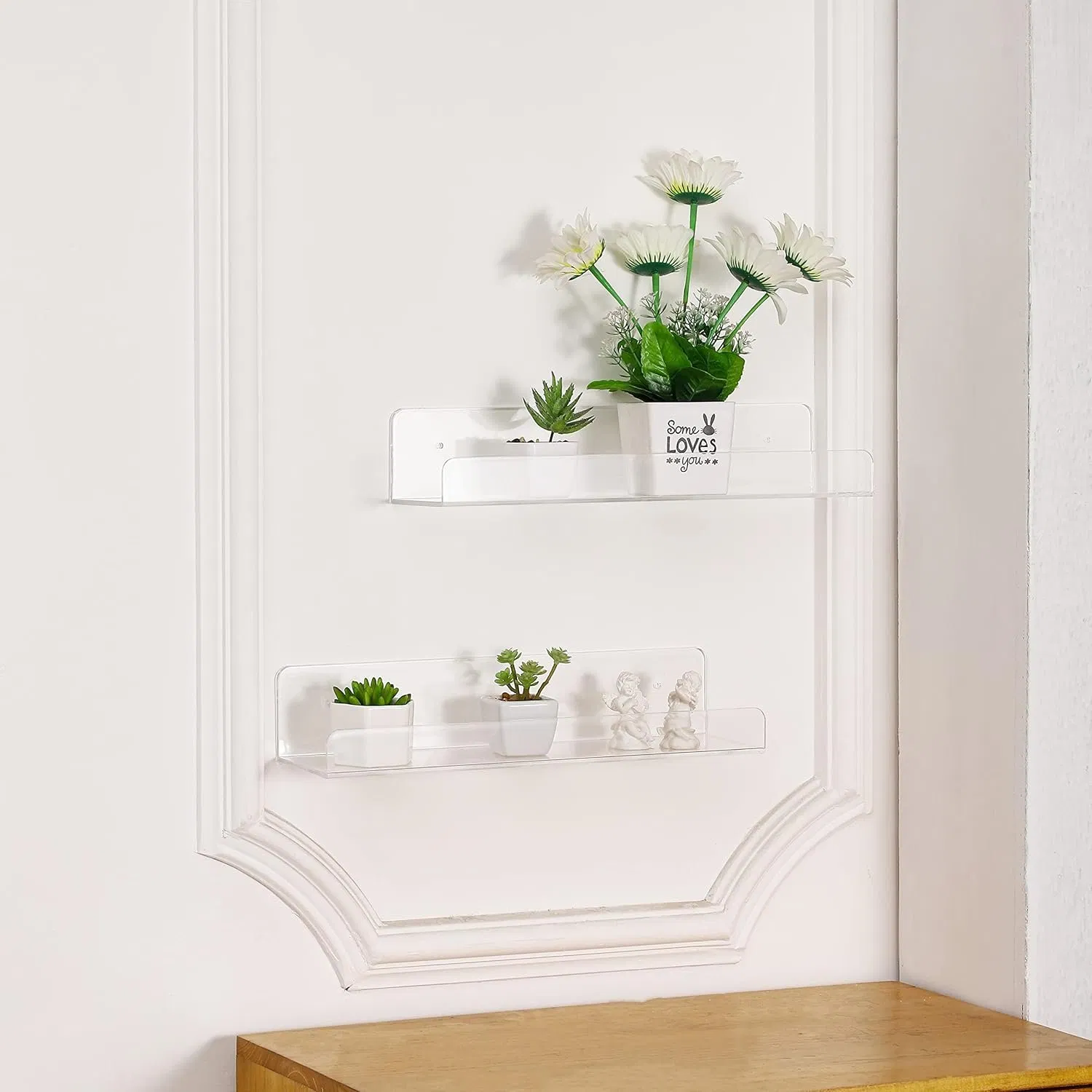 Transparent U-Shaped Wall-Mounted Acrylic Floating Shelf for Home Decor