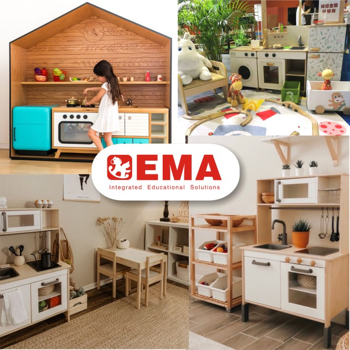 EMA Eco-Friendly Wooden Kids Role Play Furniture for Nursery with Safe Edges