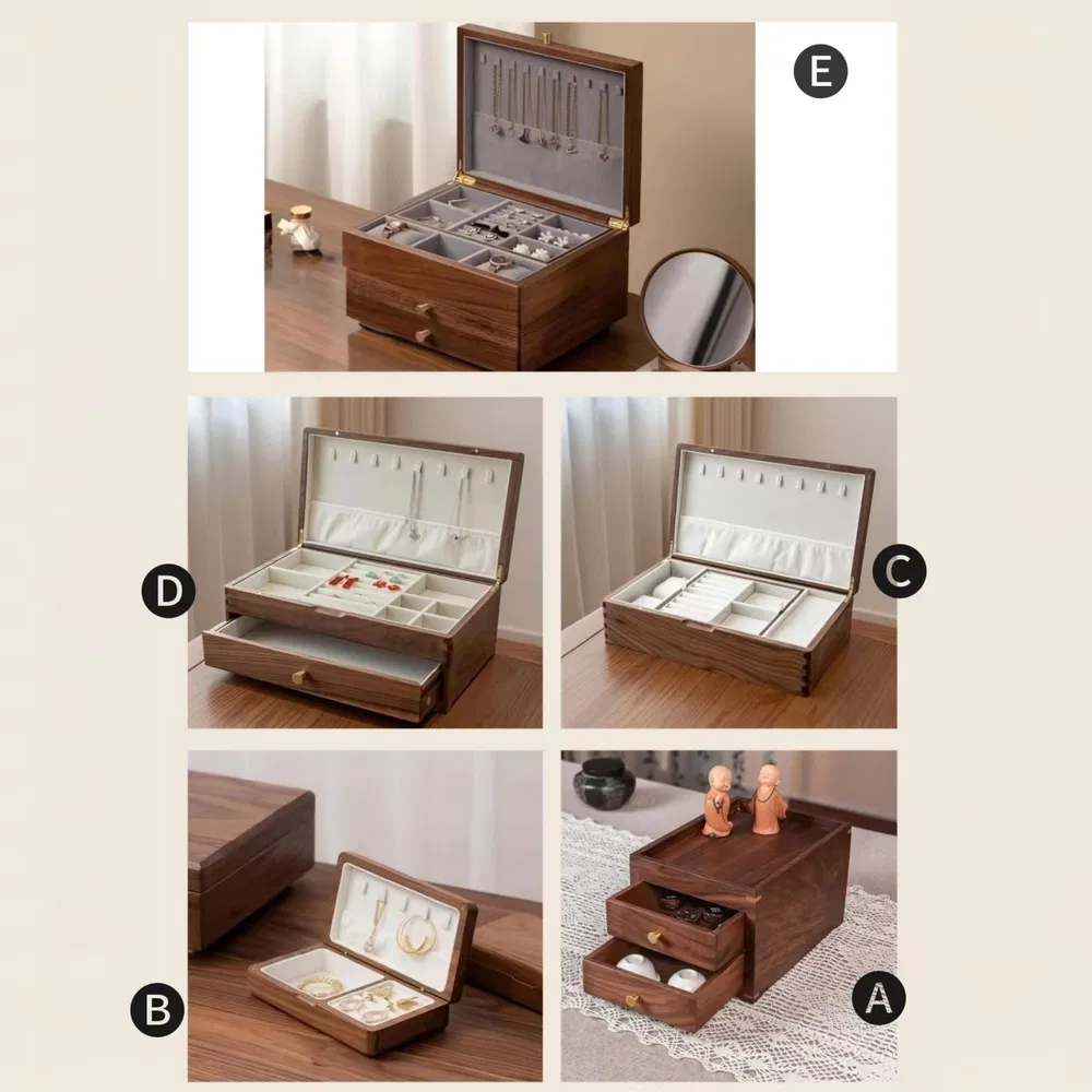 Handcrafted Wood Black Walnut Jewelry Box for Jewelry and Gift