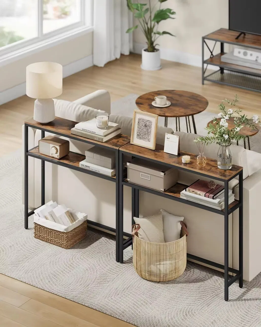 2-Tier Console Narrow Entryway Sofa Table