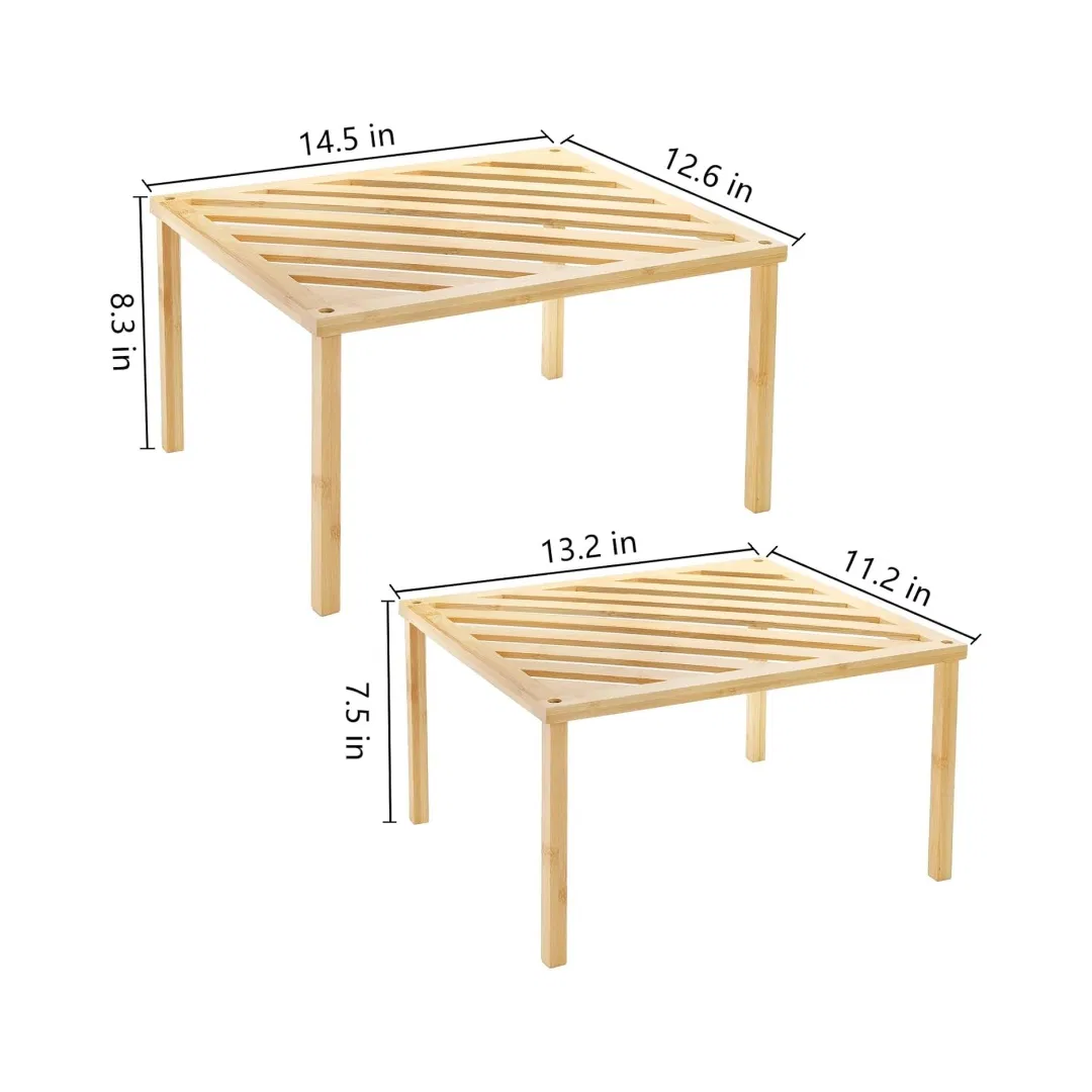 Wooden Stackable Storage Shelf - Food and Kitchen Organizer