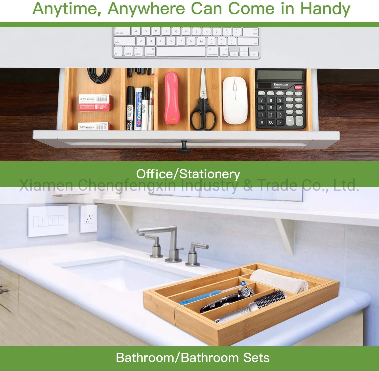 Bamboo Expandable Drawer Organizer for Utensils Holder, Adjustable Cutlery Tray, Wood Drawer Dividers Organizer for Silverware, Flatware, Knives in Kitchen, Bed