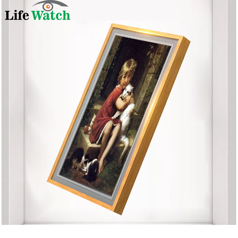 Capacitive Touch Screen Android Windows OS 49-Inch High-Resolution Indoor Stores Wooden Frame Painting LCD Digital Signage Advertising Screen