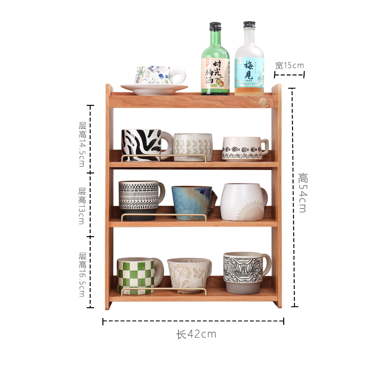 Wooden Kitchen Storage Organizer for Tea Cup Display
