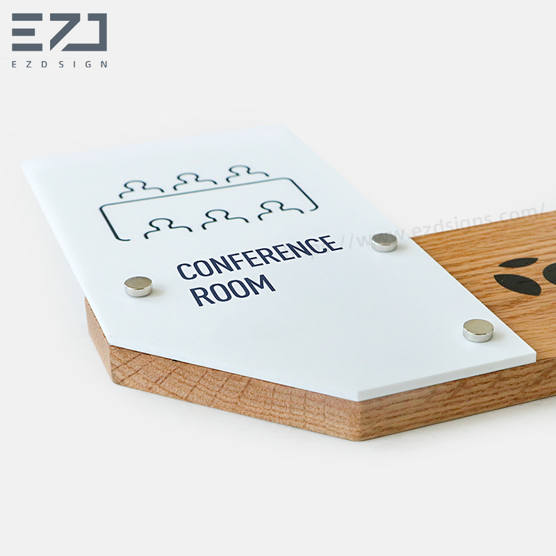 Custom Solid Wood Conference Room Office Door Name Signage for Name Plate