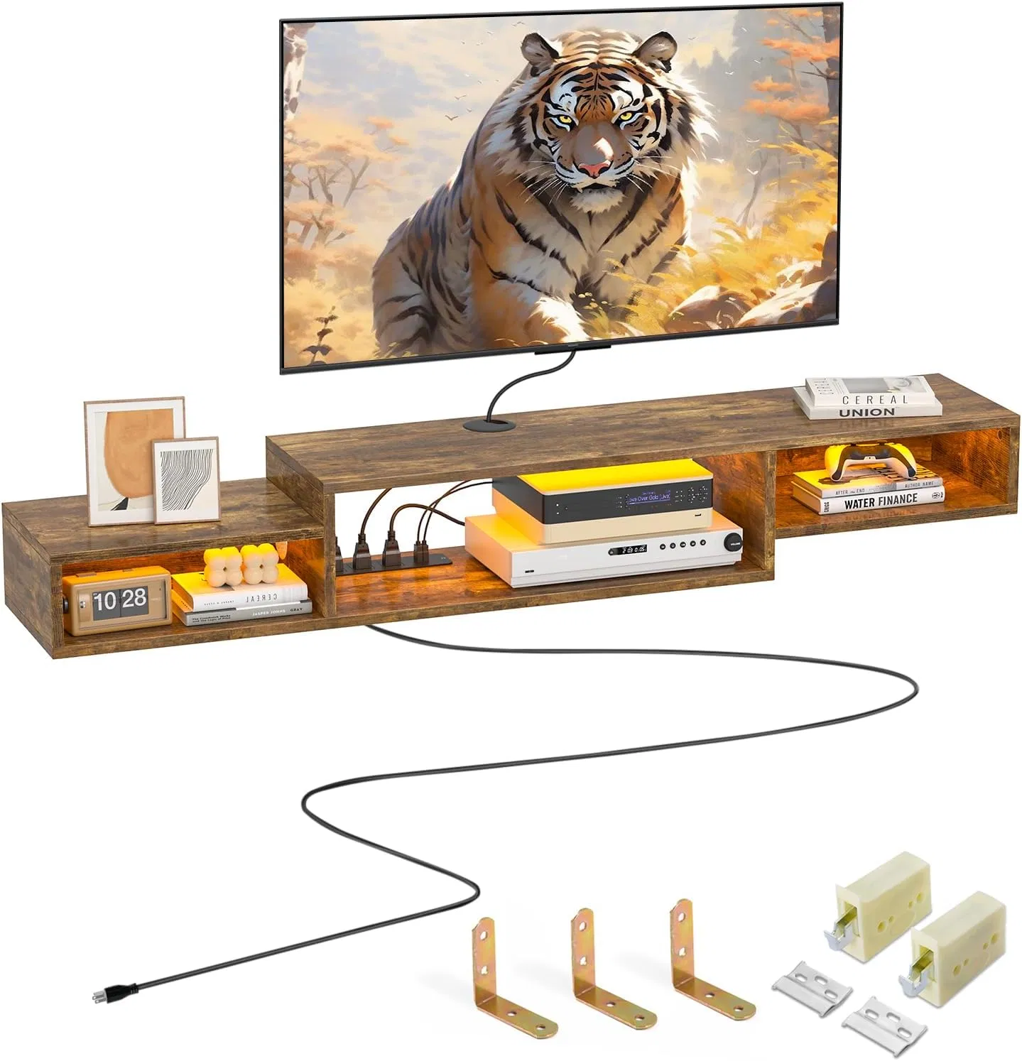 Minimalist Wall Mount TV Stand Organizer for Home Media Equipment