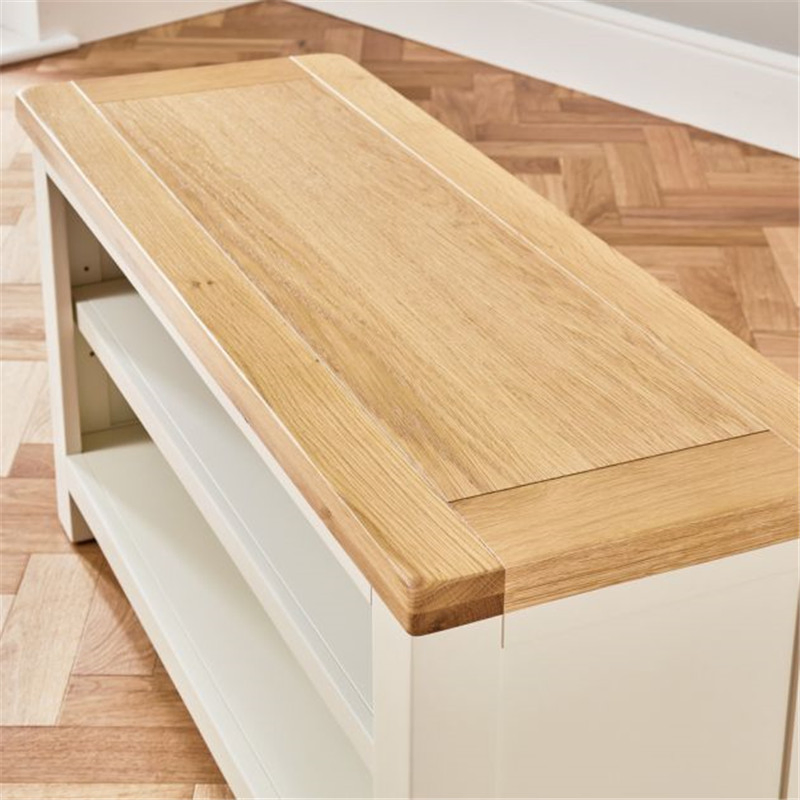 Nordic Minimalist Simple Cream Painted Small Corner TV Stand - up to 50" Size TV Entertainment Unit