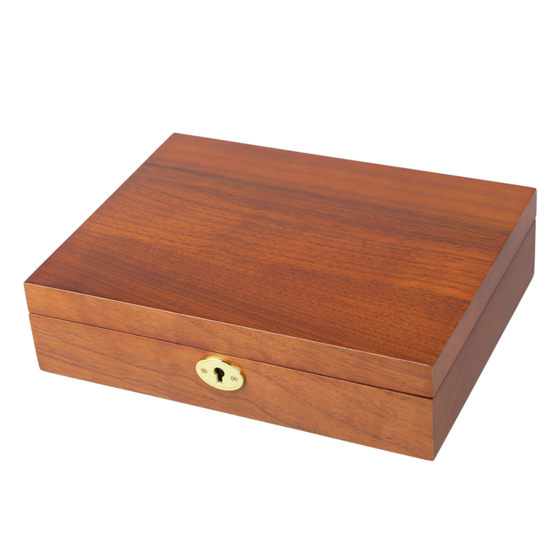 Solid Wood Jewelry Watch Box Handcrafted Anti Tarnish Lining Singel Layer Compartments Lockable Closure Soft Velvet Interior Compact Size Desktop Organizer