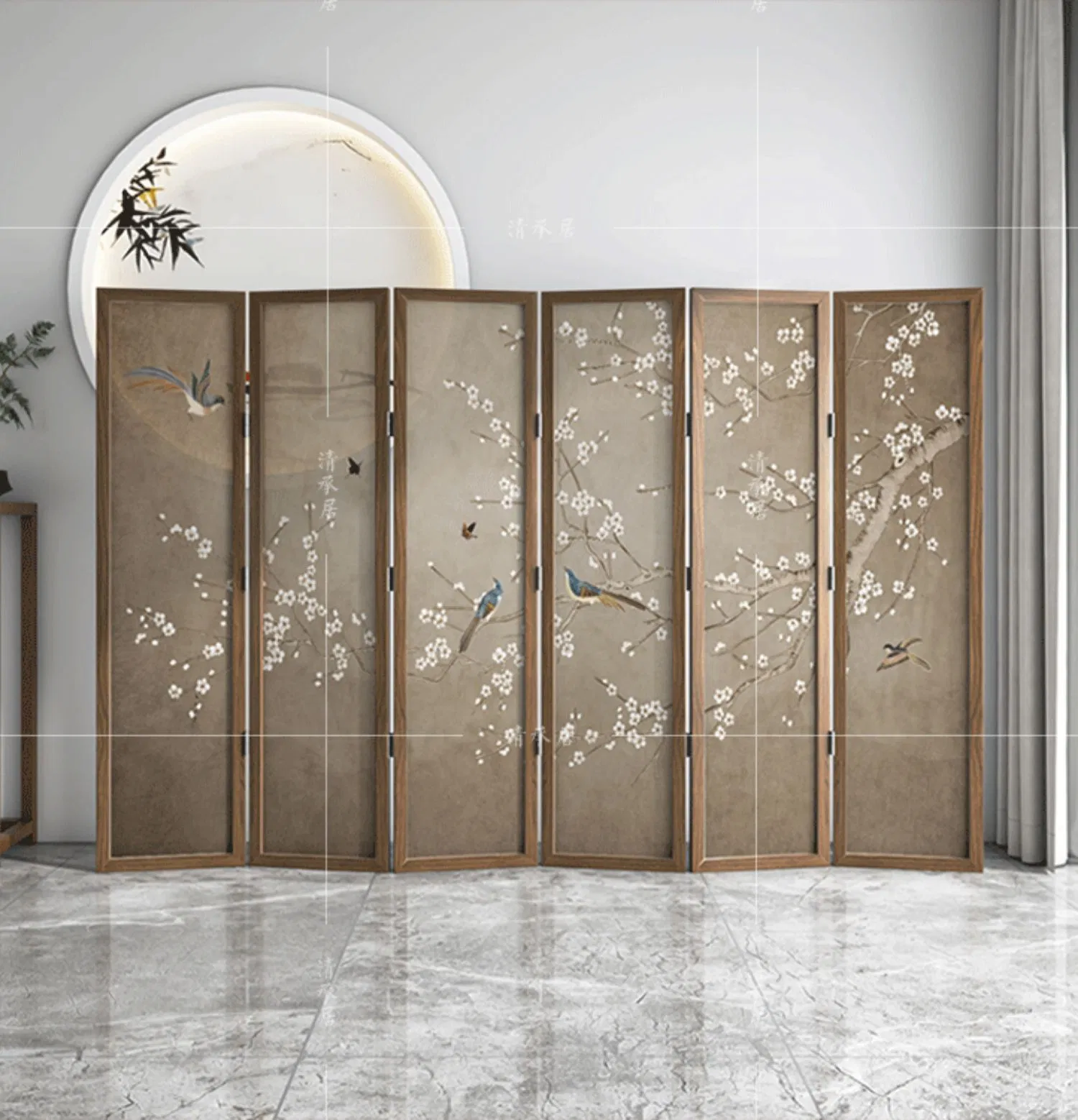 Wholesale Foldable Solid Wood Room Divider - New Chinese Style for Living Room, Office, Dining, Tea Room, Bedroom, Home Decor with Bird &amp; Flower Design